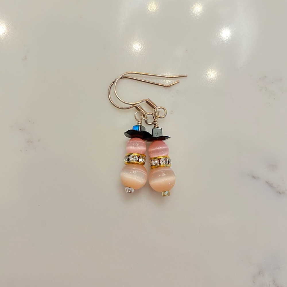 Handcrafted Snowman Earrings ☃️Pink Holiday/Winter